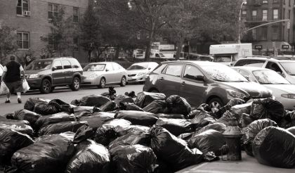 Garbage fills a street