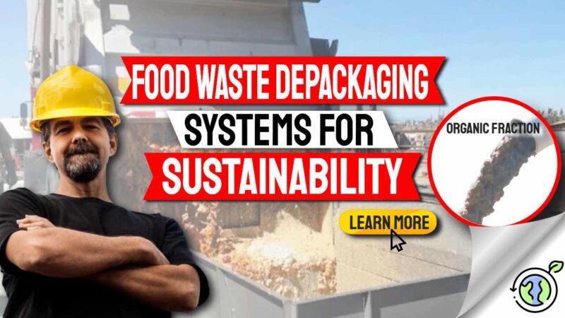 Image text: "Food waste depackaging for sustainability".